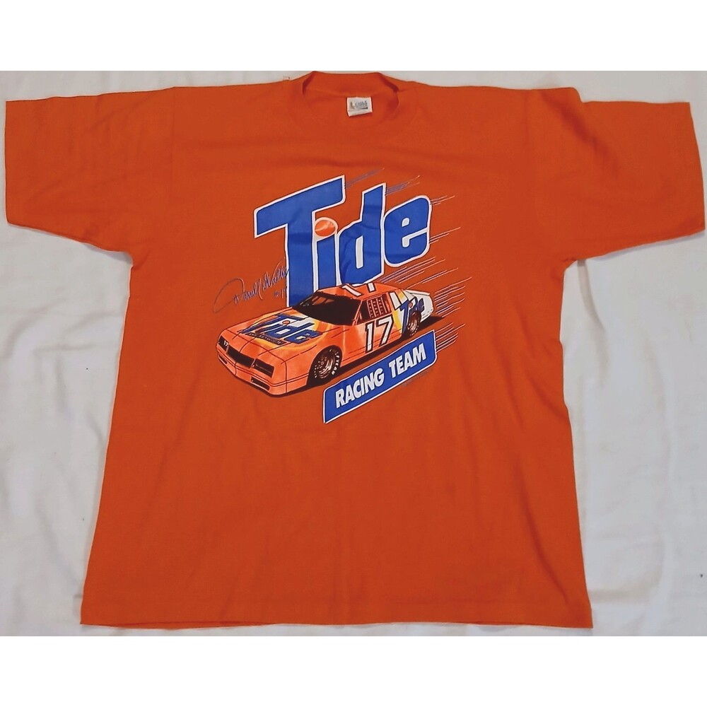 Vintage 1988 Tide Racing Team Darrell Waltrip T Shirt Large Nascar USA Made